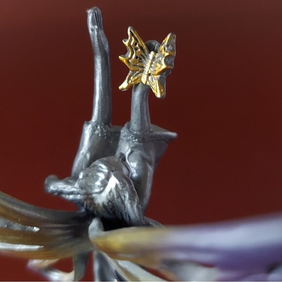 Gold & Purple Pewter Fairy with Butterfly Figurine - Picture 2 of 11